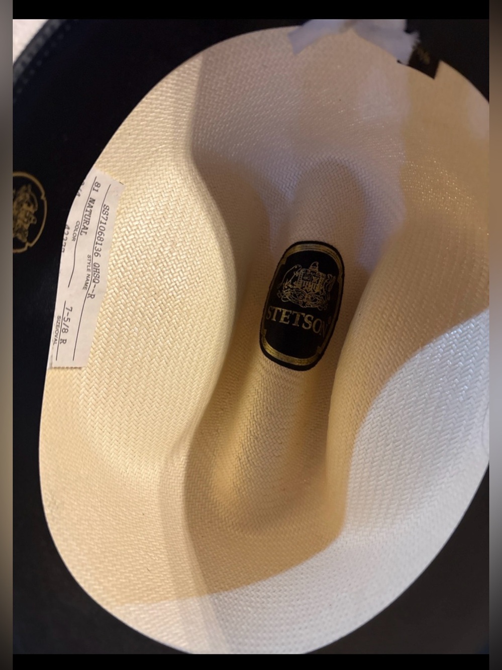 Stetson Straw Western Cowboy Hat Natural 7 5/8 Regular Oval Made in USA - Picture 2 of 4